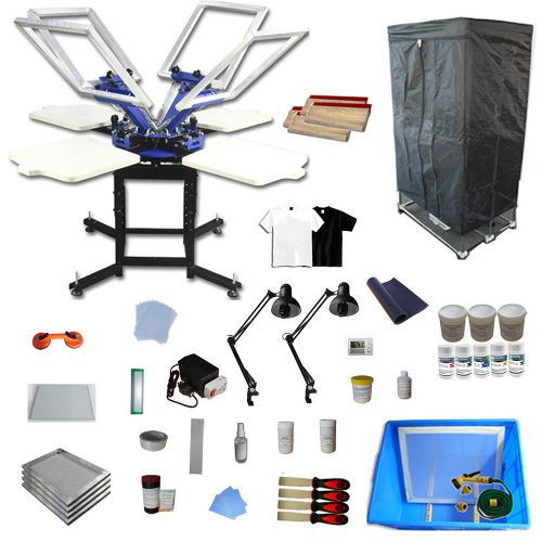 4 Color Silk Screen Printing Kit w/ Assembly Drying Cabinet &amp; Material Package