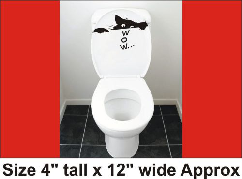 2X Funny Toilet Cat vinyl sticker Removable  Size 4&#034;tallx12&#034; wide Approx-111