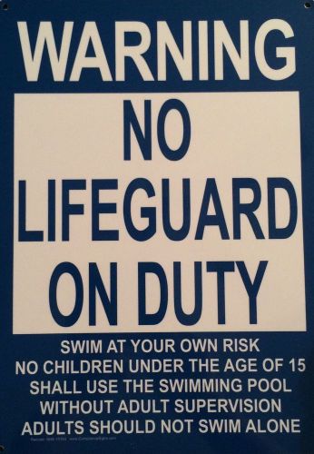 WARNING NO LIFEGUARD ON DUTY Metal Sign, Home Or Commercial Use NEW