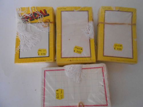 4 pkgs special &amp; blank signs retail stringed  3-1/2&#034; x 5-1/2&#034; 100 pc each yellow for sale
