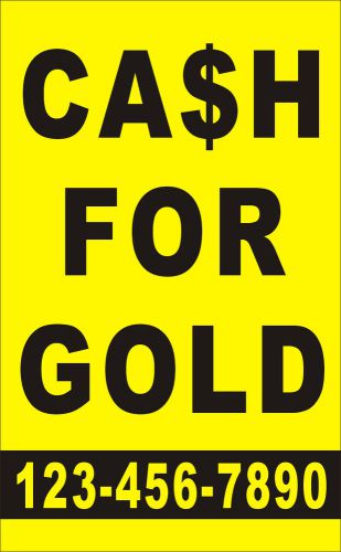 3ftX4.5ft Custom Printed CASH FOR GOLD Banner Sign with Your Phone Number