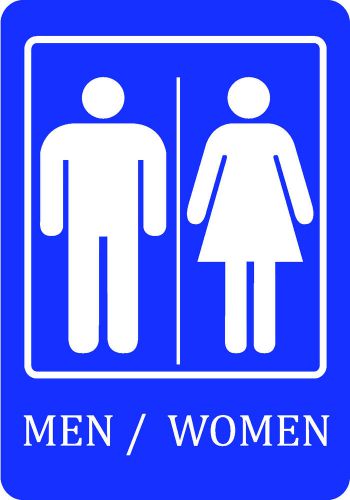 Blue Men / Women Restroom Sign One Single Sign Inform Signs Adhesive Strip s104