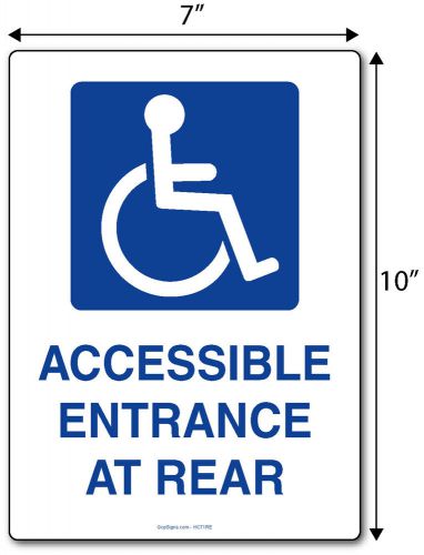 Handicap wheelchair accessible at rear, 7&#034; x 10&#034; plastic sign for sale