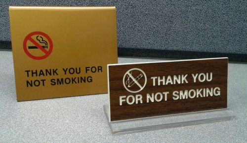 VINTAGE &#034;THANK YOU FOR NOT SMOKING&#034; DESK TABLE COUNTER SIGNS. Set of 2