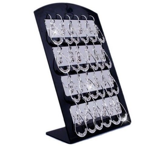 Fashion Jewelry Earrings 24 Holes Display Stand Plastic Rack Holder Free Ship
