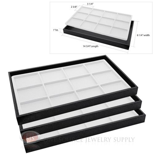3 Wooden Sample Display Trays 3 Divided 12 Compartment White Tray Liner Inserts