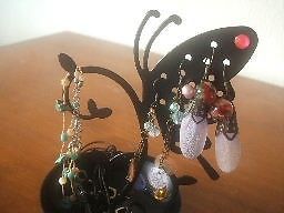 Earring and Necklace holder display stand Batterfly Black