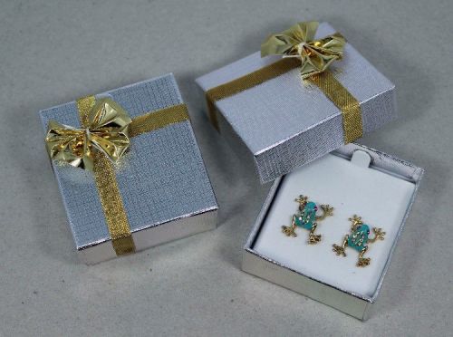 Bowtie Earring Box 24 Qty Silver In Color