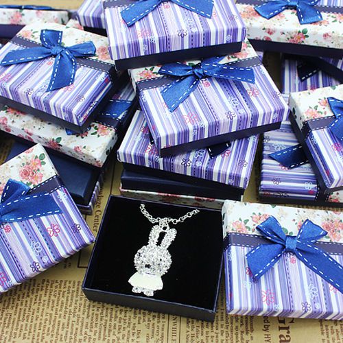 Wholesale New 24pcs Lot Jewellery Fashion Colorful Necklace Gift Box WN2SL