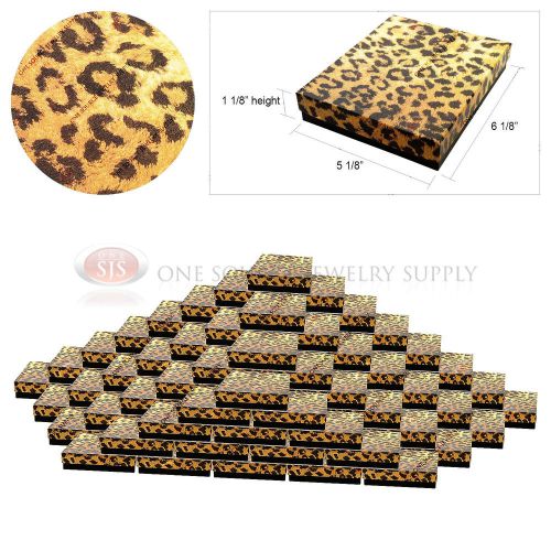100 leopard print gift jewelry cotton filled boxes 6 1/8&#034; x 5 1/8&#034; x 1 1/8&#034; for sale