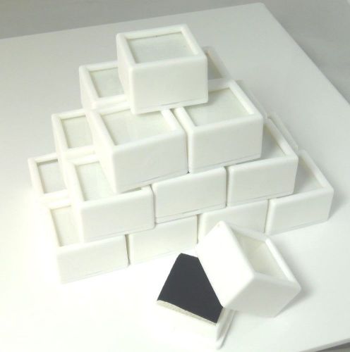 20 PC 1-1/16x3/4&#034; WHITE SQUARE Glass Top Gem Box storage/display gold/gem/coin