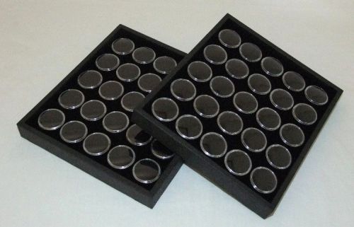 2 pack gem tray stackable 25 space black foam &amp; black trays for sale