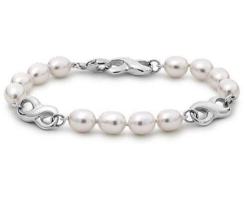 Oval Freshwater Cultured Pearl Infinity Bracelet Free Shipping