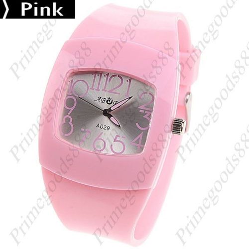 Rubber Band Quartz Analog Wrist Lady Ladies Wristwatch Women&#039;s in Pink