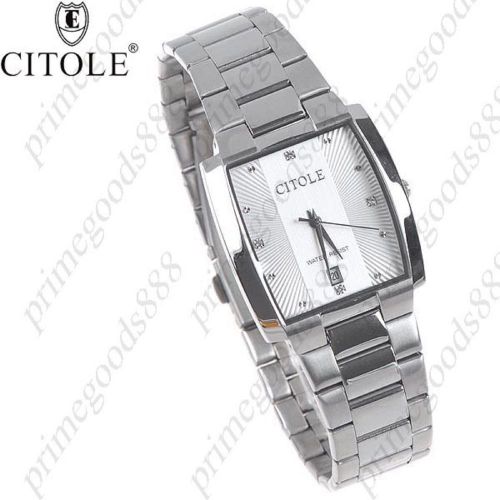 Alloy band date indicator quartz wrist high quality silver white face men&#039;s for sale