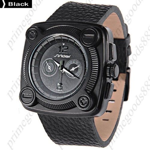 PU Leather Band Quartz Wrist Men&#039;s Free Shipping Wristwatch Black