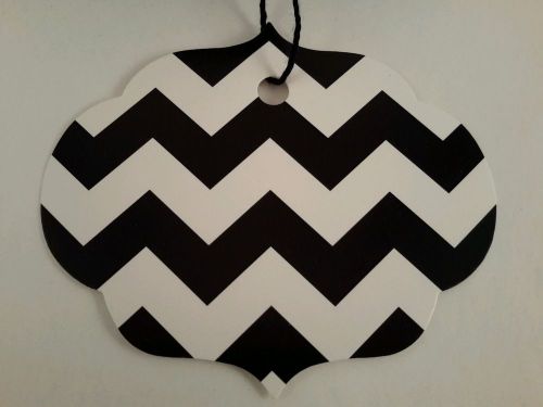 100 1 1/2  x 1 1/2&#034; small ornate oval black chevron print price tags with string