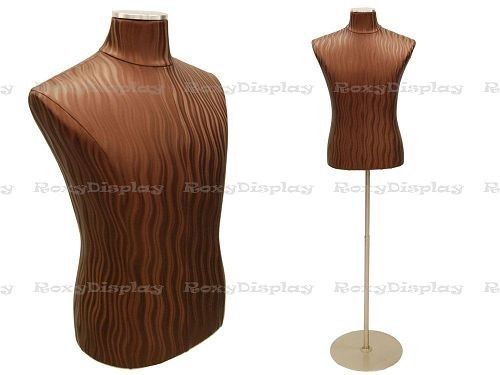 Male brown wave pattern cover display dress form #jf-33m01pu-bnw+bs-04 for sale