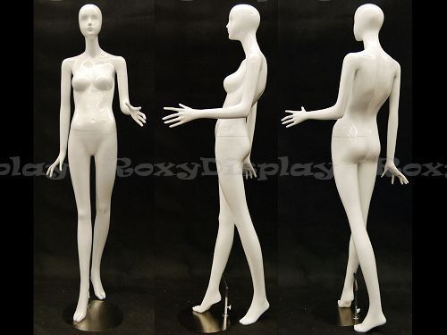 Female Fiberglass Mannequin High Glossy White Abstract Fashion Style #MZ-IVY3