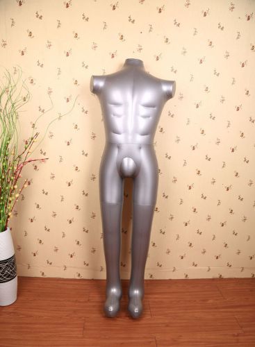 New Man Male Inflatable Model Dummy Torso Body Mannequin Silver Armless Display