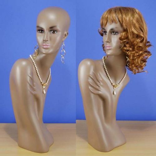 25&#034; Brand New Brown-Black Female Mannequin Head &amp; Bust 1013B 