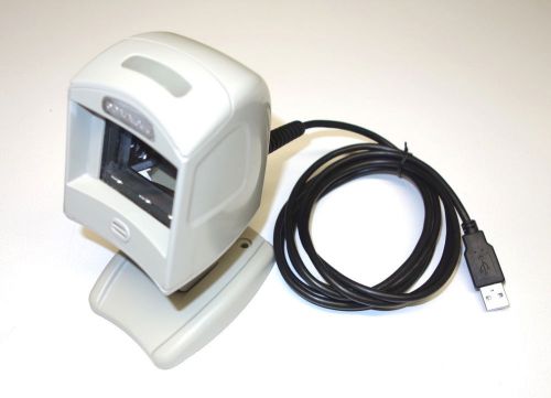 Datalogic white magellan 1100i automatic 1d barcode scanner + stand + usb cable for sale