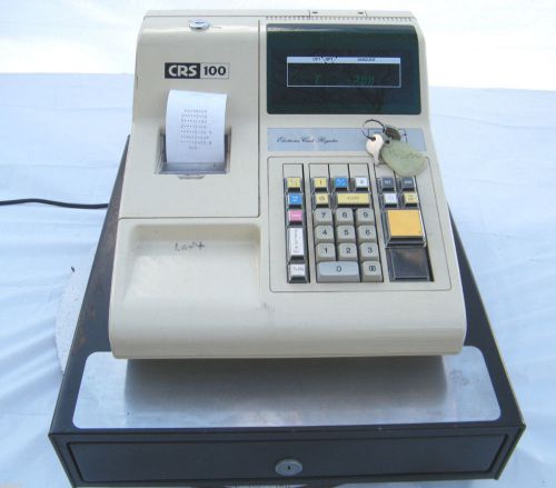 Crs inc. model 100-4 electronic cash register with keys extra paper metal base for sale