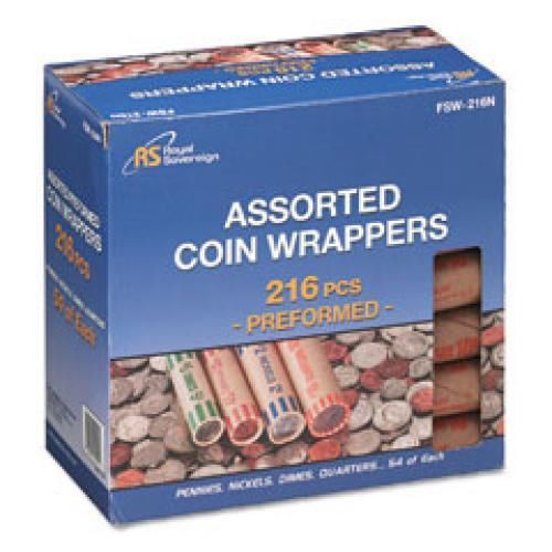 Royal sovereign assorted coin preformed wrappers, 216 count (fsw-216n) for sale