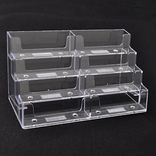 NEW Source One LLC 8 Pocket Desktop Clear Acrylic Business Card Holder (BC-8P)