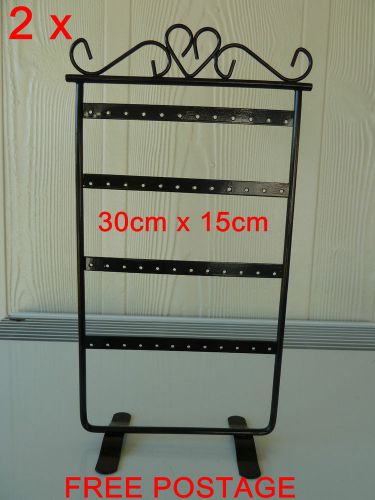 2x (a pair) of 48 hole earring jewelery display stands (30cm x 15cm) in black.