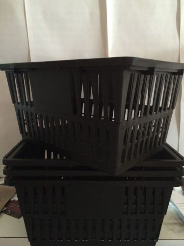 10 pk  Black  Plastic Grocery Store Shopping Cart Baskets (stackable)