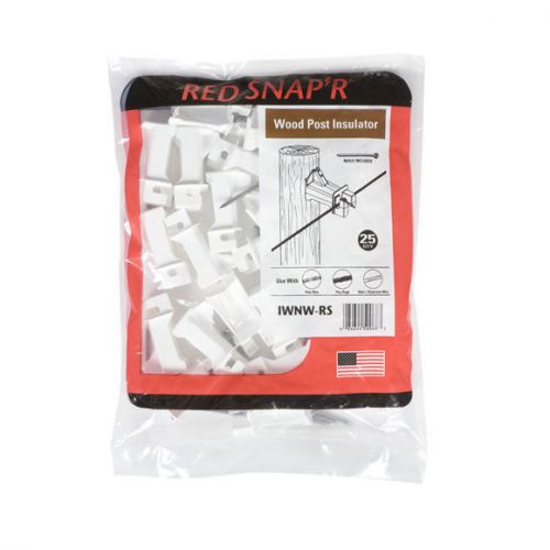 Red Snap&#039;r IWNW-RS Wood Post Electric Fence Insulators - White - 25 Pack