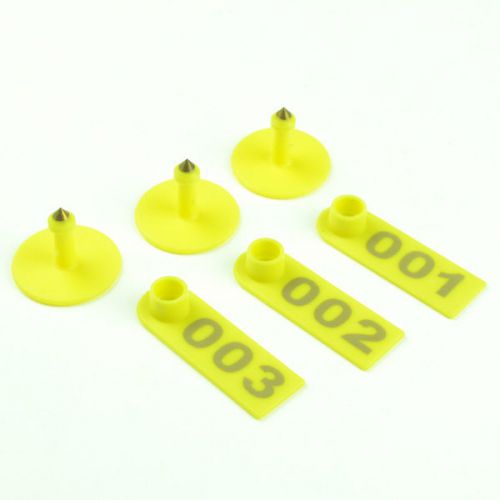 100pcs 1-100 Number Livestock Ear Tag Label Marker Yellow Plate for Cow Pig Goat