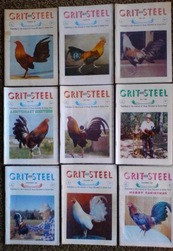 Lot of 9 diff. Gamefowl - GRIT AND STEEL - 1986 - Book / Magazine game chicken