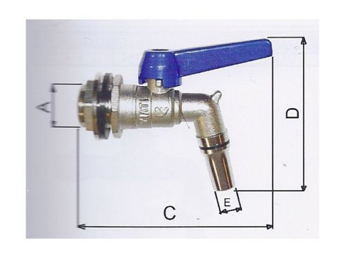 RUBINETTO PORTAGOMMA A SFERA CURVO PER BOTTI - VALBRASS-MISURA 1/2&#034;