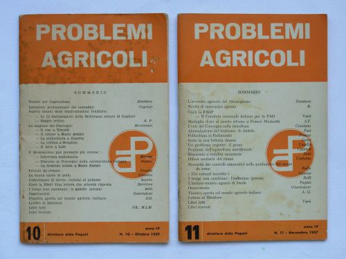 PROBLEMI AGRICOLI N.10 e N.11 1957 MENSILE MILANO 2 RIVISTE