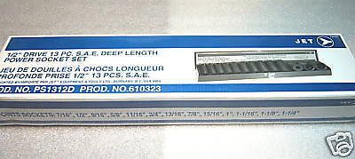 Jet 13 pcs  deep s.a.e. power socket set 1/2&#039;&#039; drive  new retail   impact wrench for sale