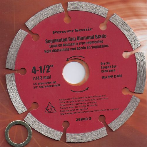 4 1/2 in. diamond blade segmented  wet -dry cut 5/8 or 7/8 hole----brand  new