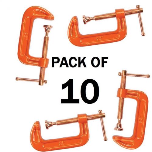 Pack of 10 cast iron 4&#034; 100 mm g clamps wood working welding cramp copper plated for sale