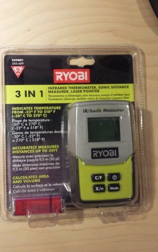 Ryobi E49IR01 3-in-1 Infrared Thermometer, Sonic Distance Measurer and Laser Poi