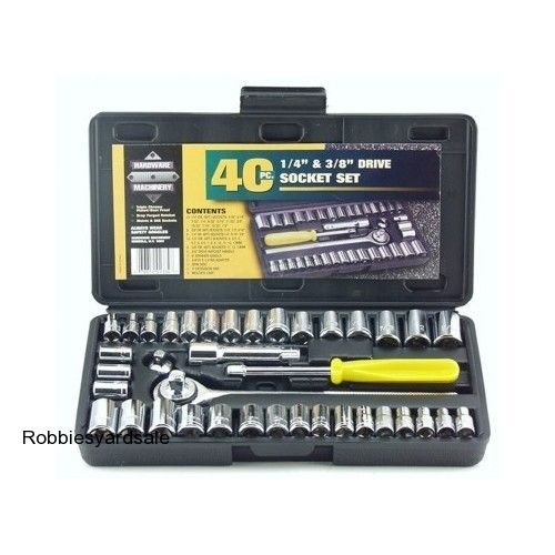 40 piece 1/4-inch and 3/8-inch drive socket set,english,metric,tools,auto,hand, for sale