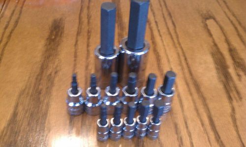 13 New Craftsman 1/2, 3/8, 1/4 inch Drive Socket Set, Hex Allen Bit, Metric, SAE