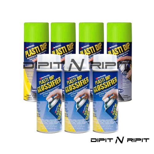 Performix plasti dip gloss wheel kit 4 lime green 3 glossifier rubber dip spray for sale