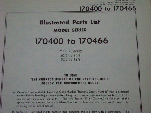 briggs and stratton parts list model series170400 to 170466