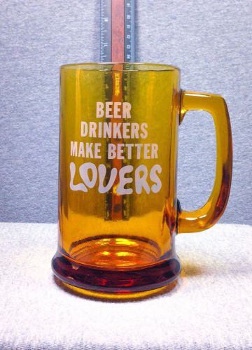 Vintage Beer Drinkers Make Better Lovers Funny Beer Amber Glass Mug Gag Gift
