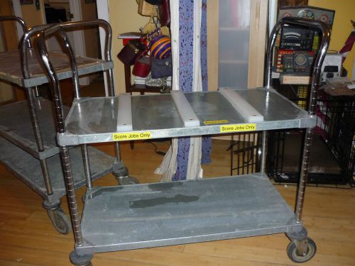 Used Metro Cart 2 steel shelves  5&#034; wheels casters 35-1/2&#034; wide x 18&#034; .