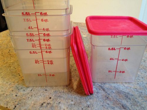 SET OF 3  LOT CAMBRO CAMSQUARE STORAGE CONTAINER W/LID, 8 QUART