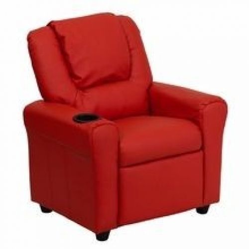 Flash Furniture DG-ULT-KID-RED-GG Contemporary Red Vinyl Kids Recliner with Cup