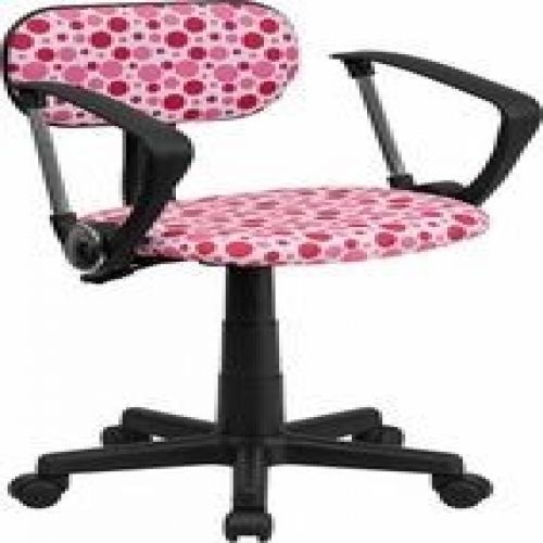 Flash Furniture BT-D-PK-A-GG Pink Dot Printed Computer Chair with Arms