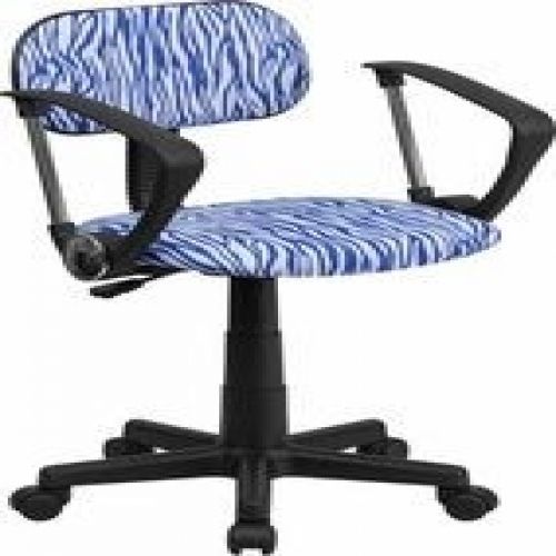 Flash Furniture BT-Z-BL-A-GG Blue and White Zebra Print Computer Chair with Arms
